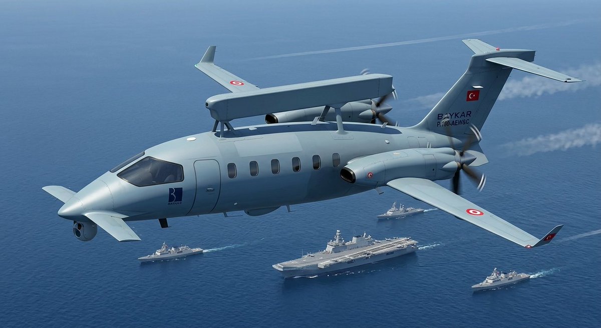 dertliadam1299's tweet photo. BAYKAR Piaggio P.180 Avanti AEW&amp;C uçağı konsepti 🇹🇷

- 2×PT6A-68C 1600 BG Turboprop Motor
- ASELSAN AESA tabanlı ALP-200A Erken İhbar Radarı
- ASELFLIR-600 EOTS
- Gelişmiş Milli Veri Yöletim Sistemi https://t.co/KxZ1DkTjoK
