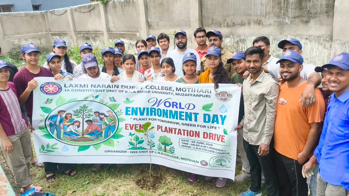 NssLnd's tweet photo. Volunteers of NSS Unit of L.N.D College, Motihari joined hands in a plantation drive to nurture nature and contribute to a healthier, greener planet.Every tree planted today is a gift to the generations of tomorrow.
#WorldEnvironmentDay #SaveEnvironment #PlantATree https://t.co/SC8lDVDWyW