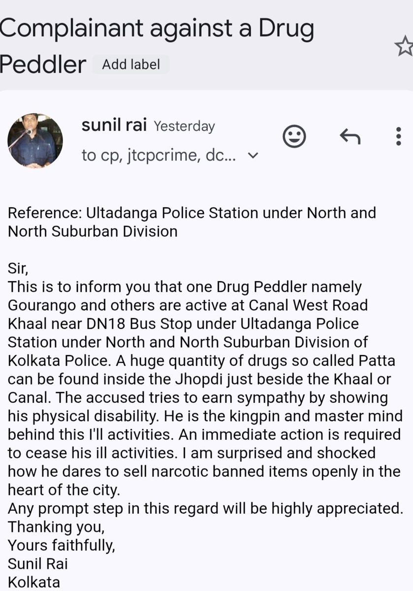 sunilraileader's tweet photo. Formal complaint lodged through email. No legal steps taken. Please, @CPKolkata @KolkataPolice @KPDetectiveDept look into it https://t.co/0TT6Ms1Cgd