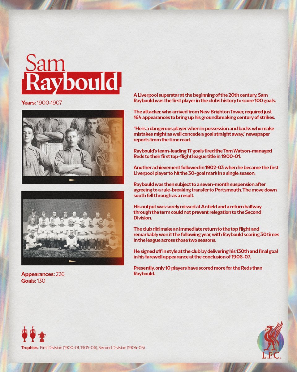 LFC's tweet photo. Liverpool's Greatest - No.88: Sam Raybould 👌
