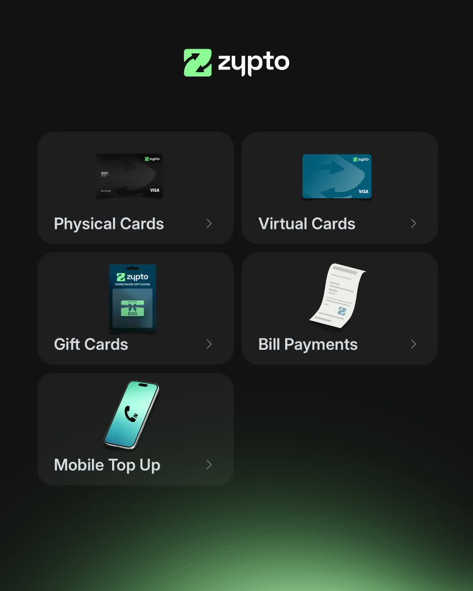 ZyptoApp's tweet photo. Bills paid. ✅
Phone topped up. ✅
Gift card sent to your loved one. ✅
Card loaded. Ready to spend. ✅

Some people run their whole financial life through Zypto now. Not because they planned to. Just because it handles everything easy and without switching apps.

If you live on crypto, you need Zypto.
#FreeYourMoney