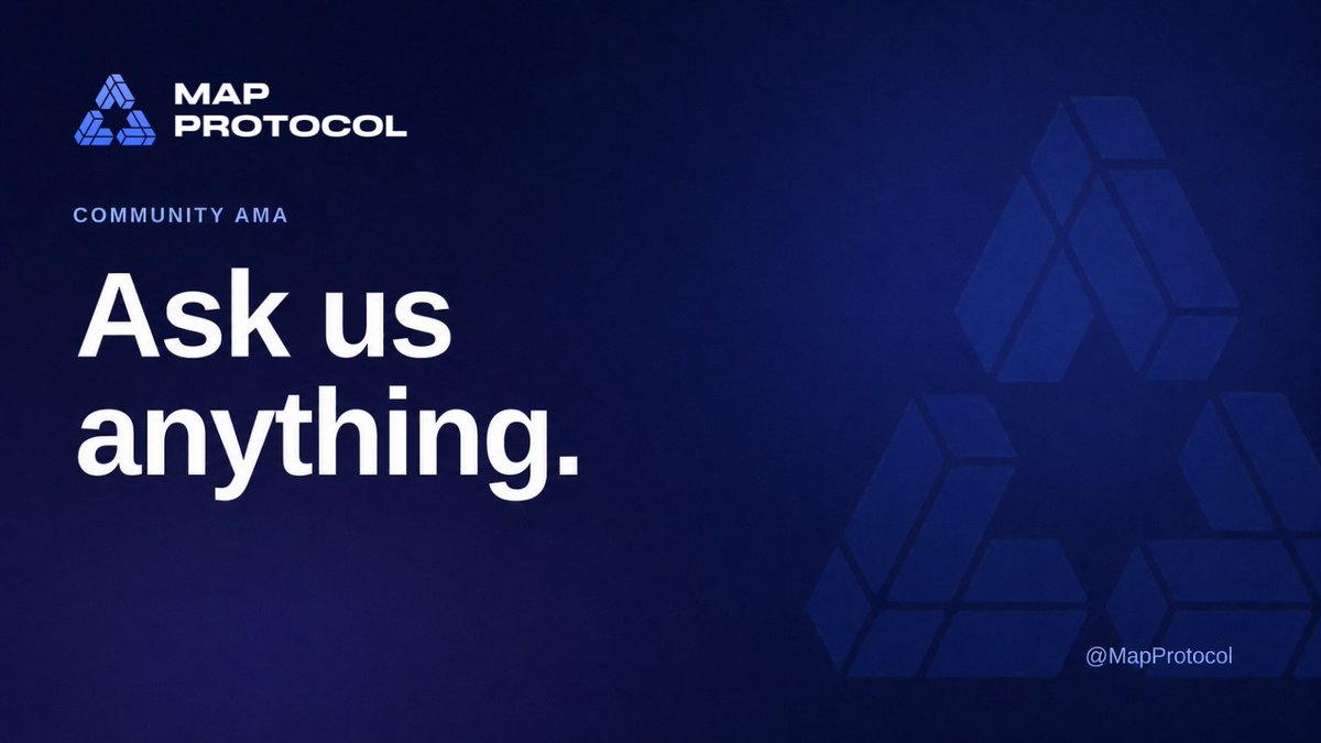 MapProtocol's tweet photo. Community AMA is live.

Ask us anything about MAP. We'll answer in the session.
Questions close Tuesday, June 9. AMA date and time to be announced soon.

Submit your questions here 👇 https://t.co/iPTo08LkCS
