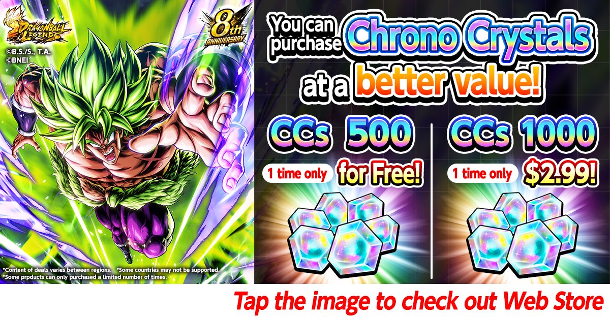 DB_Legends's tweet photo. [Web Store Sale On Now!]

Get even better deals on Chrono Crystals and other items than in the app through the Web Store!

Don't miss your one-time chance to get 500 Chrono Crystals for free on the Web Store!

#UnpredictableDBL8th
#DBLegends