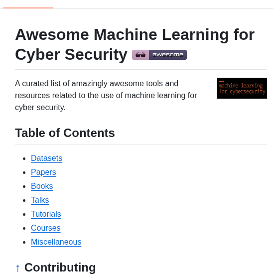 VivekIntel's tweet photo. Awesome Machine Learning for Cyber Security: Elite ML x Security Resources 🤖💀

🔥 Curated collection of:

• Cybersecurity Datasets
• Malware Detection using ML
• Network Intrusion Detection
• Threat Hunting with AI
• Phishing Detection
• Malicious URL Classification
• DDoS Detection
• Adversarial Machine Learning
• Log Analysis & Anomaly Detection
• Threat Intelligence Automation
• ML Research Papers
• Security-Focused Books
• Conference Talks
• Hands-on Tutorials
• Practical Courses

Includes:

✅ 20+ Security Datasets
✅ 50+ Research Papers
✅ Books & Courses
✅ Real-world Use Cases
✅ Open-source Projects
✅ Threat Detection Resources

🔗 https://t.co/zKGn1hthu4

Perfect for Security Engineers, Threat Hunters, SOC Analysts, Malware Researchers, Data Scientists, and anyone exploring the intersection of AI and Cybersecurity.

#CyberSecurity #MachineLearning #ArtificialIntelligence #ThreatIntelligence #SOC #ThreatHunting #MalwareAnalysis #DataScience #InfoSec