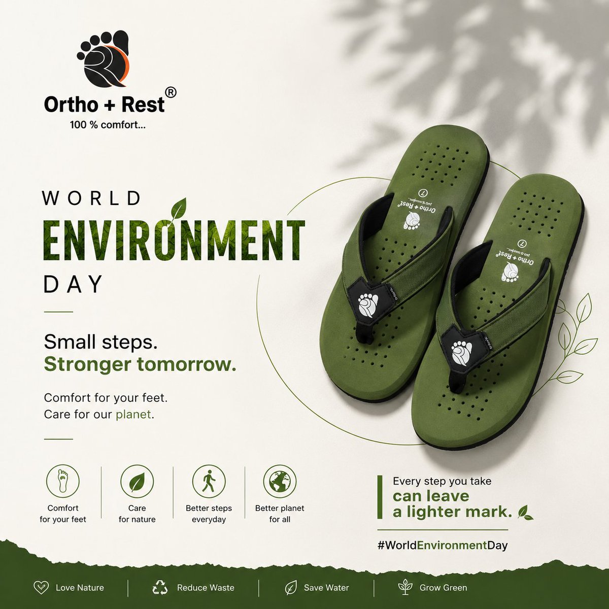 orthorest's tweet photo. Every step matters.

Here's to a healthier planet, greener choices, and a better tomorrow.

Happy World Environment Day!

#OrthoRest #WorldEnvironmentDay
#EveryStepMatters #ComfortInEveryStep #GoGreen #HealthyLiving #FootHealth #ComfortFootwear #SustainableLiving #GreenFuture https://t.co/0HJZXzNc0Z