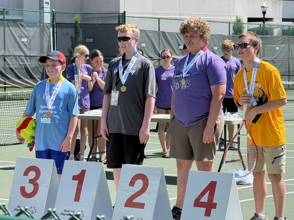 BayWesterly's tweet photo. Bay Middle School student Noah Cronin recently competed in the Ohio Special Olympics for tennis at OSU. He finished with a bronze medal and had an amazing experience. Congrats, Noah! https://t.co/5XkDLfUM0q