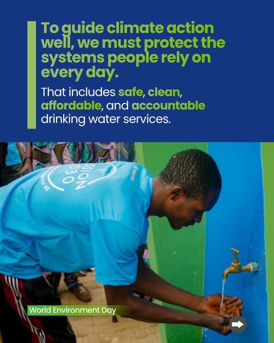 Fairaction_ng's tweet photo. Because when communities have reliable access to safe water, they are better equipped to adapt, stay healthy, and build resilience.

This World Environment Day, let’s guide climate action where it matters most, through systems that protect people and keep safe water flowing.

#WorldEnvironmentDay #ClimateAction #WaterSecurity #SDG6 #FairactionNigeria #SafeWater #ClimateResilience