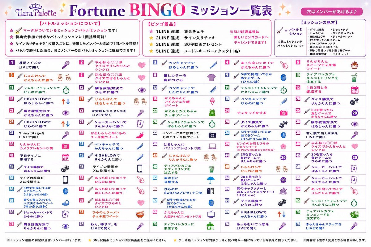 👑Fortune BINGO👑 ミッション確定‼️ ビンゴカードは明日から配布開始