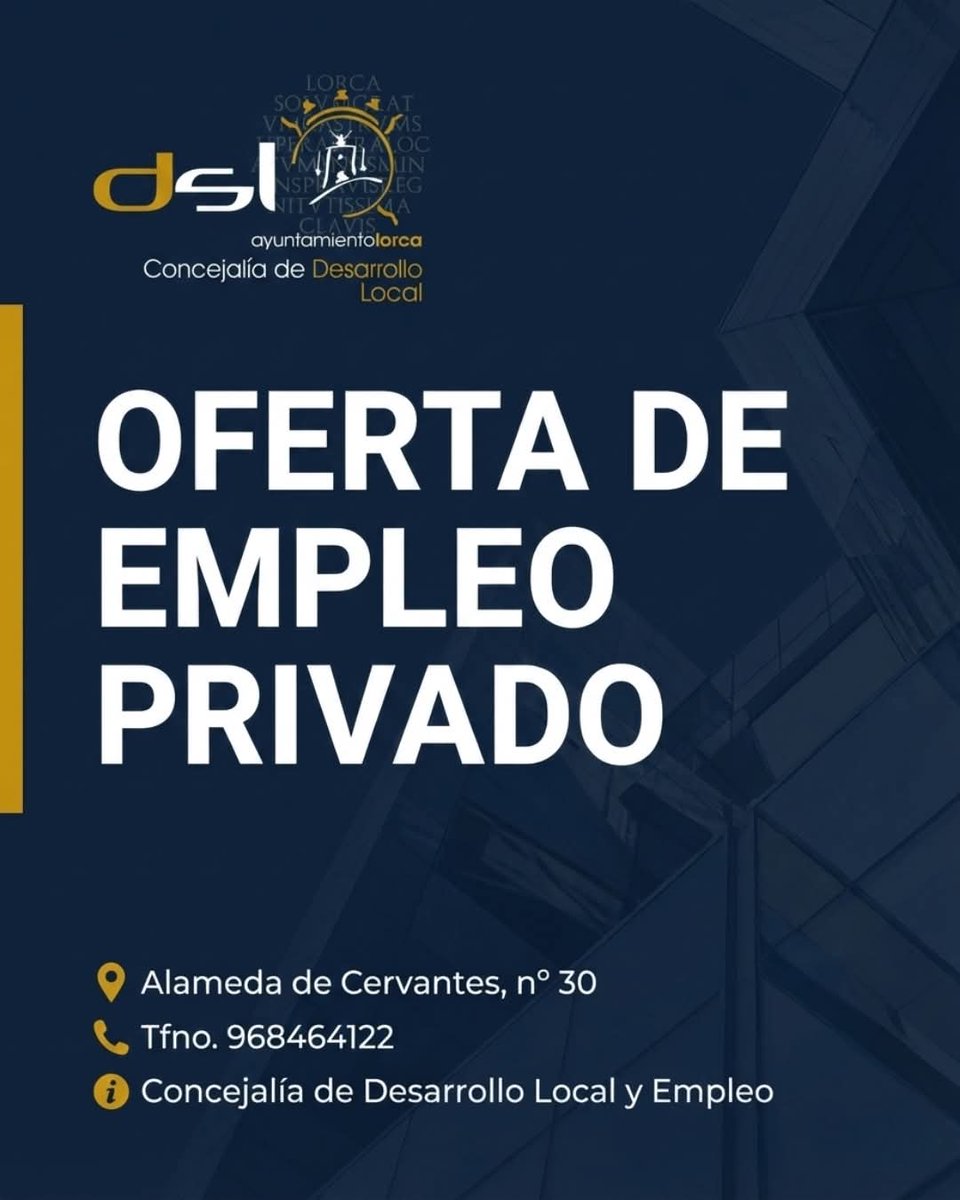 CDLLorca's tweet photo. 🔎 Oferta de empleo disponible en Lorca
"Repartidor"

➡️ Consulta la información completa y presenta tu candidatura en el enlace de la oferta: https://t.co/fq37ByNW48

#Empleo #OfertasDeEmpleo #Lorca https://t.co/13qPL1QLRm