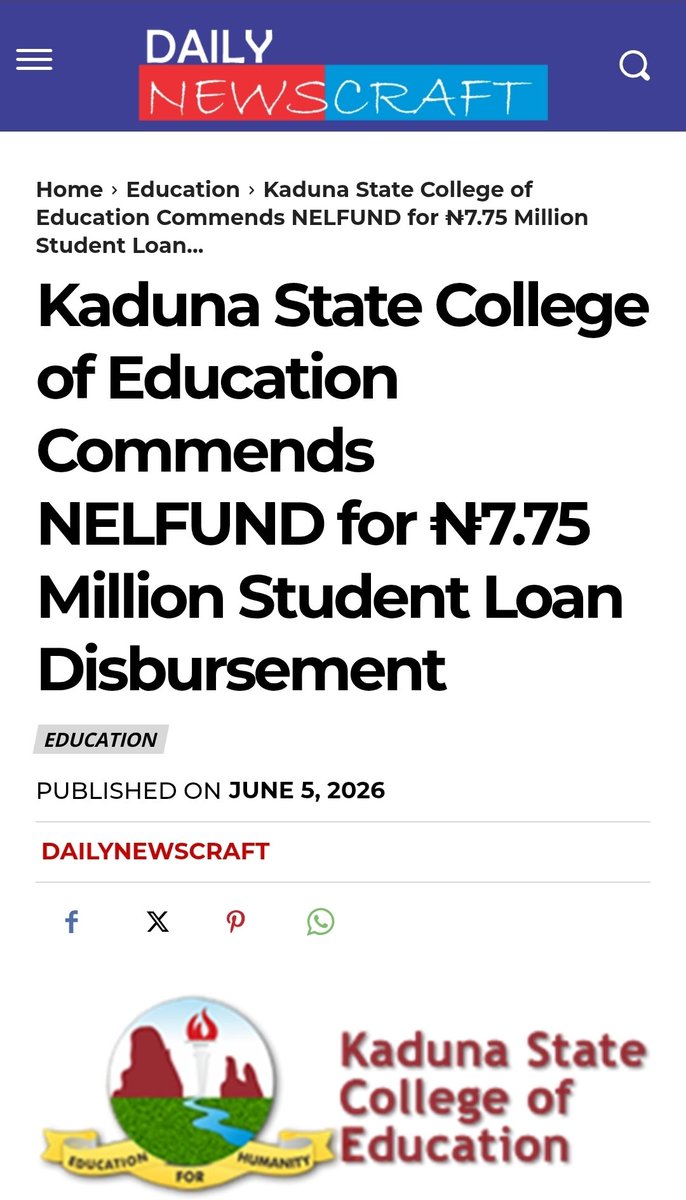 SAsekome's tweet photo. So even colleges of education students too now enjoy NELFUND? Wow!

But why are we not reporting the successes of this scheme enough? Is it because it doesn't appeal to our biases or because it will reduce our chances at the polls as opposition?

https://t.co/JBLAA8VRxs

https://t.co/HCkQp7EDwA