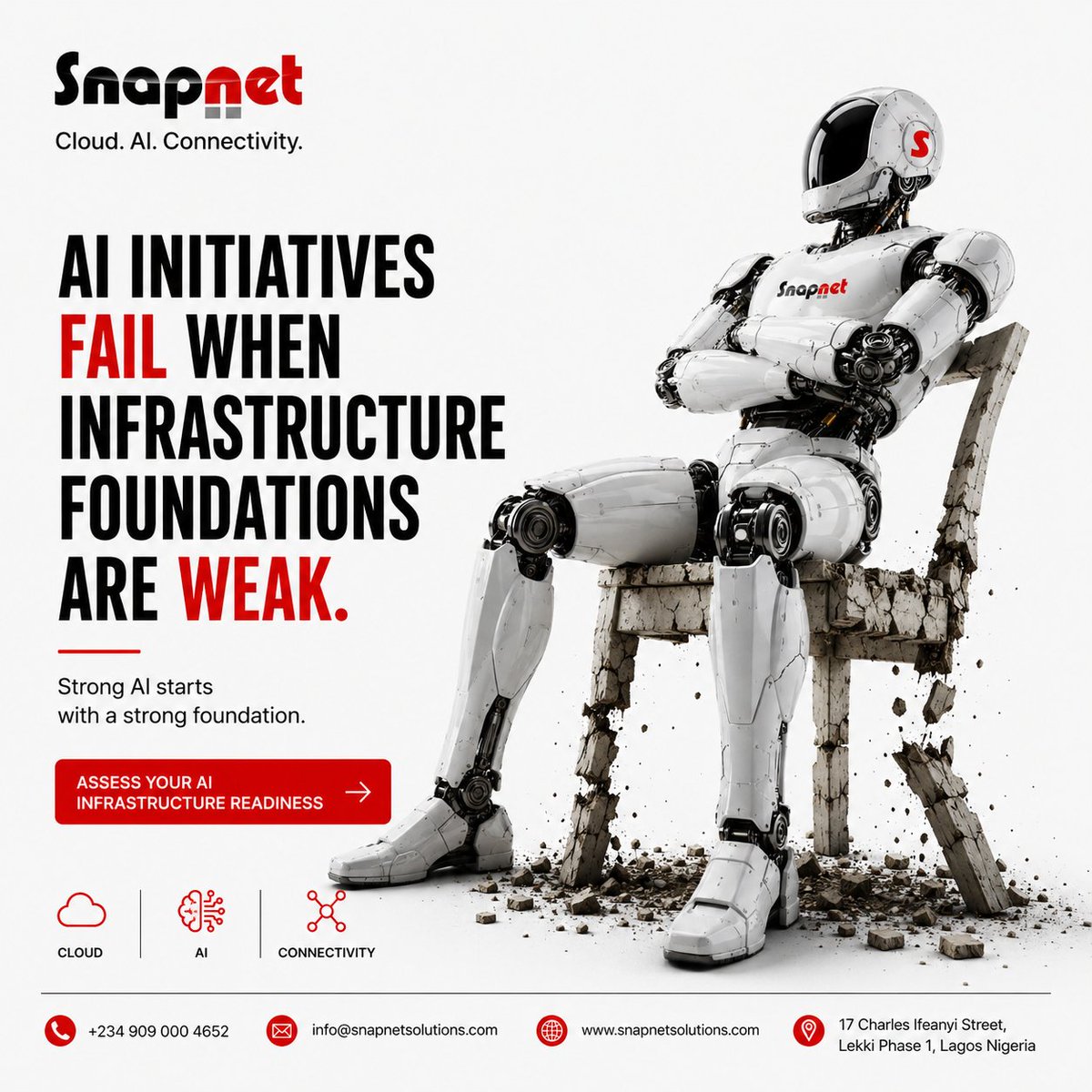 SnapnetSolution's tweet photo. AI-ready organizations require:

scalable infrastructure
modern data platforms
governance
resilient cloud architecture
Modernization is now strategic.

#AI #CloudModernization https://t.co/szKjYT84Pb