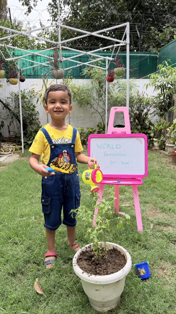 DocSumit6's tweet photo. Teaching next generation to care for the Earth.
Vihaan planted his Tulsi sapling today in World Environment Day 2026. Small steps, big impact. Lets all take the pledge to plant and protect
#WorldEnvironmentDay2026 https://t.co/0sRJytZtUT