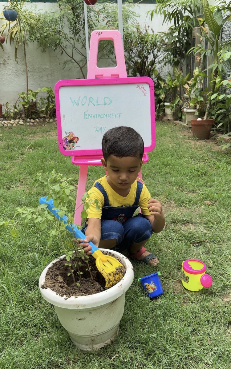 DocSumit6's tweet photo. Teaching next generation to care for the Earth.
Vihaan planted his Tulsi sapling today in World Environment Day 2026. Small steps, big impact. Lets all take the pledge to plant and protect
#WorldEnvironmentDay2026 https://t.co/0sRJytZtUT