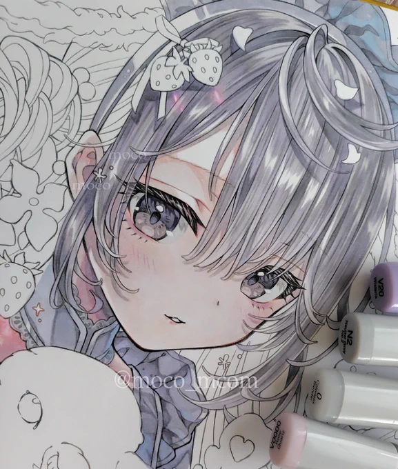 銀髪塗ると可愛くなってきた! ←before                  after→