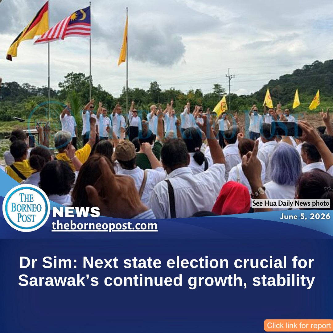 theborneopost's tweet photo. Deputy Premier Dr Sim Kui Hian says the next state election is crucial for Sarawak’s continued growth and development, stressing unity, strong leadership and ongoing welfare initiatives for the people.
https://t.co/H71rRXrGad

#Sarawak #StateElection #SUPP #DrSimKuiHian https://t.co/lU4ioS0mWi
