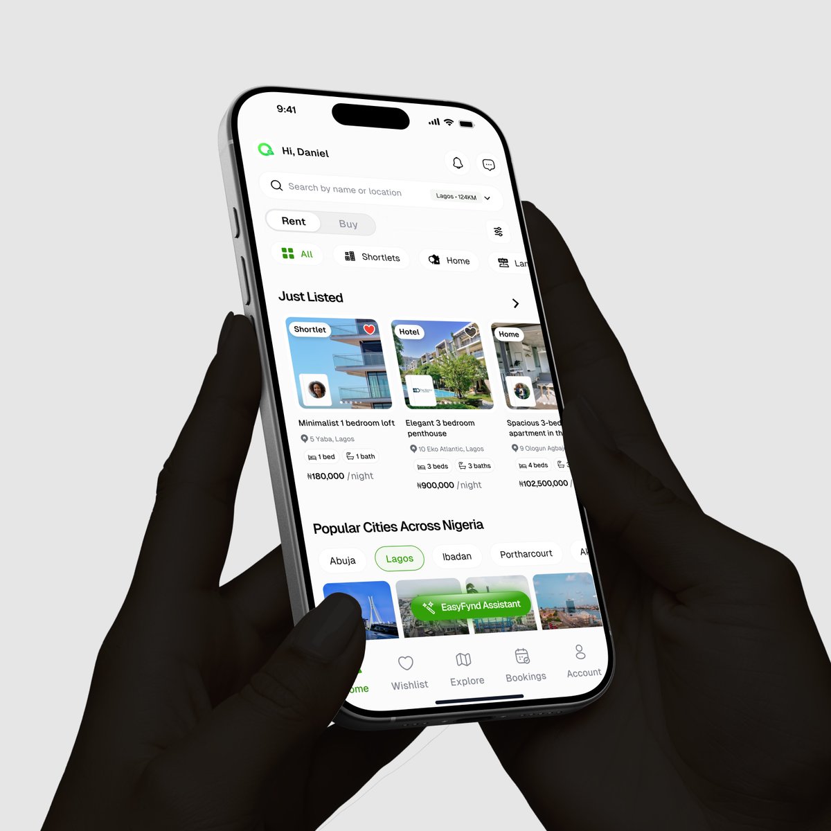 _danielsnr's tweet photo. Most apps tell you to search. Easyfynd is learning to just know.

We're building AI into the core of the product, not a chatbot, but a property hunting companion. Tell it what you need. It listens, understands, and finds it.
Rent. Buy. Book a shortlet. Reserve a hotel.

Design and AI aren't two separate conversations. On Easyfynd, they're the same one.
This is just the beginning