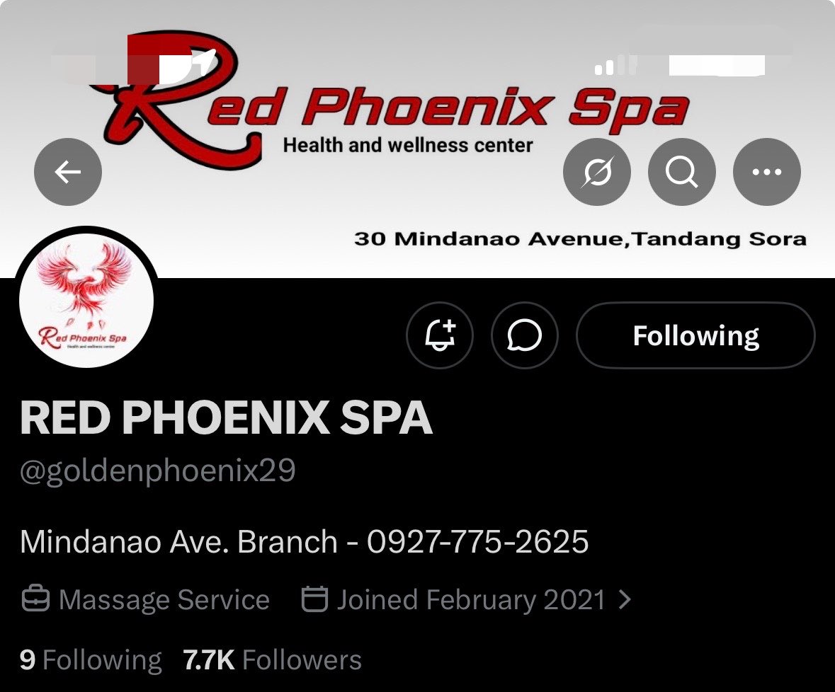 t2thirdie's tweet photo. ❌ Golden Phoenix Spa (GPS) Mindanao
✅ Red Phoenix Spa https://t.co/htr7tKRvC1