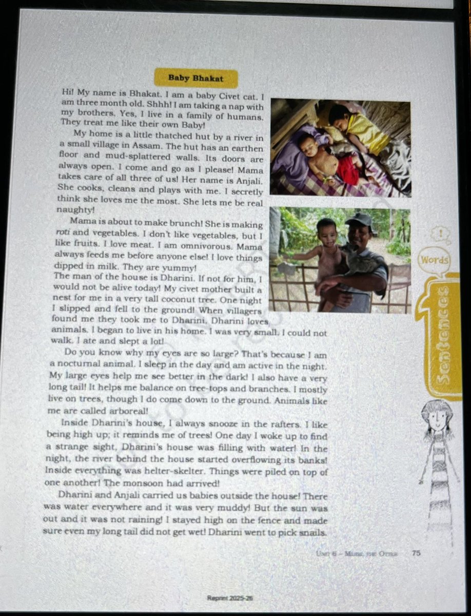mrinaltalukdar8's tweet photo. Remember Dharani and Anjali Saikia of Kampur? Years ago, they rescued an orphaned newborn civet. With her own baby just four months old, Anjali breastfed the civet and saved its life.

Today, their remarkable story is part of a CBSE textbook. Met them today. Take a bow. https://t.co/70wkD2yFsG