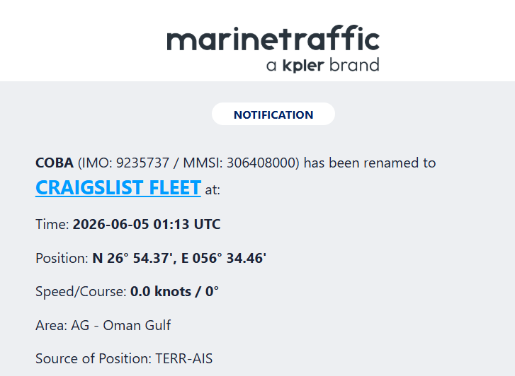 TankerTrackers's tweet photo. Someone's having fun with AIS. https://t.co/0oVd0squO6