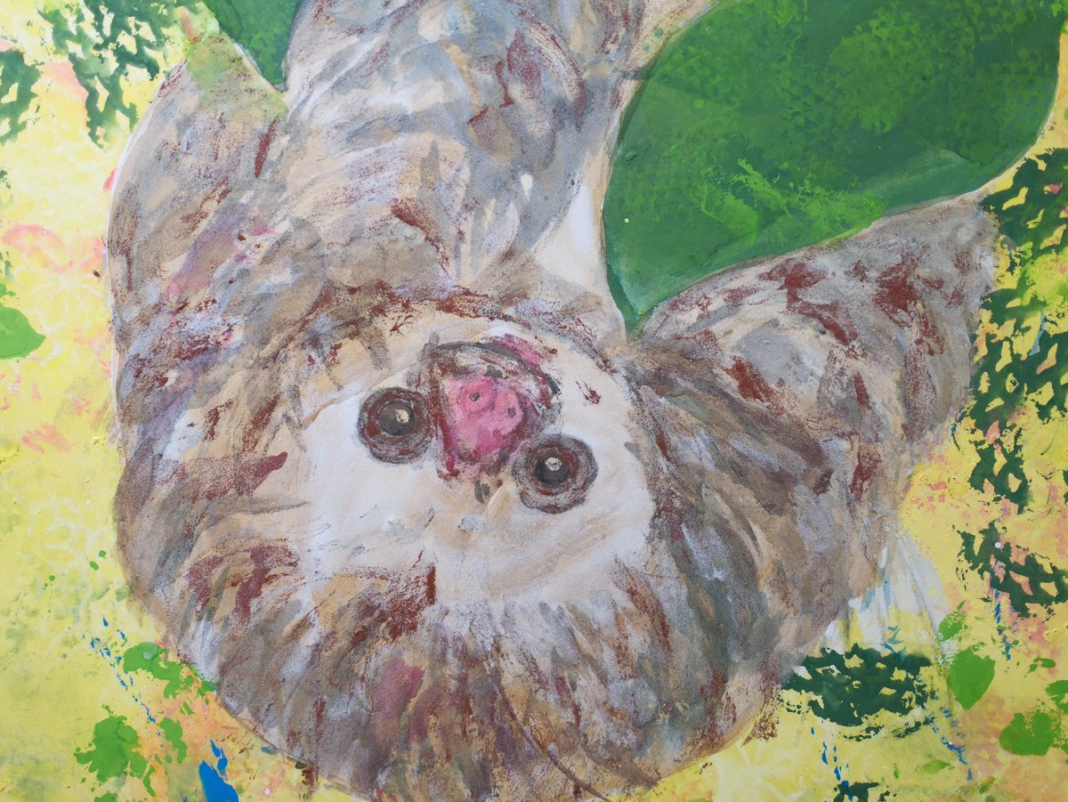 nenohoshi's tweet photo. 本日もあと少し19時まで。
明日の作家在廊13-15時までの予定です。
画像の作品はナマケモノ🦥
--- 
磯村 貴子 個展　ー大好きな時間ー   
2026.6.3(水)〜6.8(月)   
13:00〜19:00 ※最終日16:00まで   
https://t.co/n7mo65MaHx https://t.co/m6s4MN8EYS