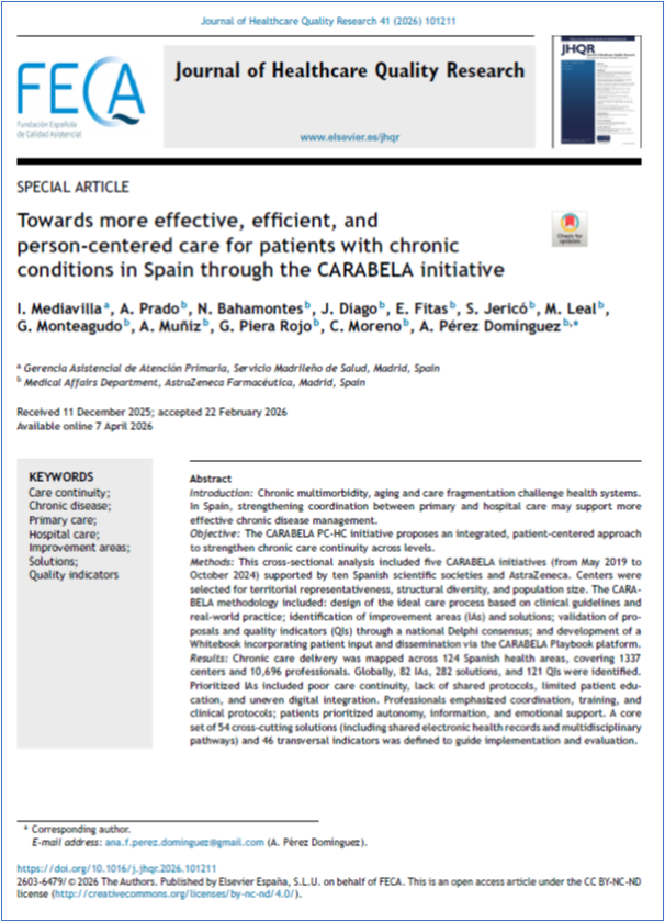 JHealthQualityR's tweet photo. 📰 Towards more effective, efficient, and person-centered care for patients... CARABELA initiative
✏️ Special Article by I Mediavilla @JHealthQualityR #RevistaSECA #JHQR
👉 https://t.co/U6dfpeCTpX
✅ #QualityHealthcare #CareContinuity #ChronicDisease #PrimaryCare #HospitalCare https://t.co/qADumWTqni