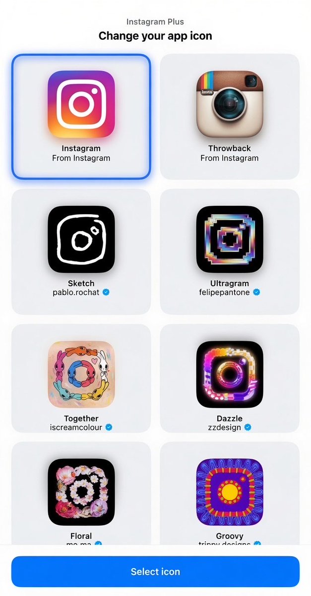 Sarthak4Alpha's tweet photo. You can finally change the Instagram icon. https://t.co/N2MTk3doXy