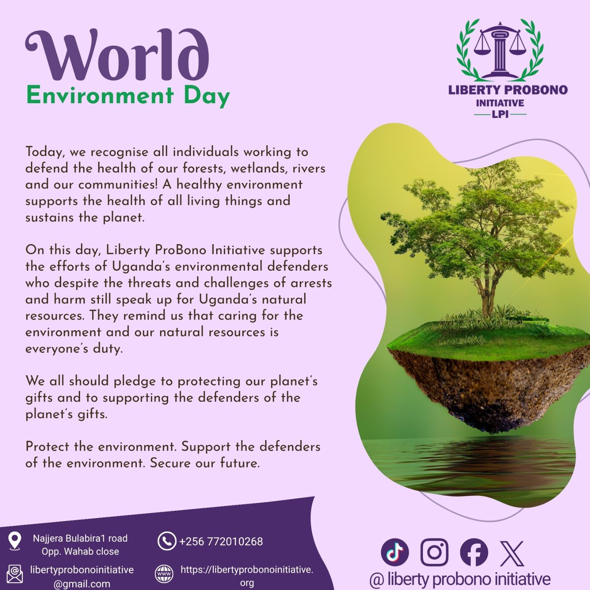 libertyprobono's tweet photo. 🌍On this day of world Environment day, we stand with the female environmental defenders and others who have sacrificed alot to protect our planet 
#HappyWorldEvironmentDay
#Libertyprobono https://t.co/3AmnPqHXwb