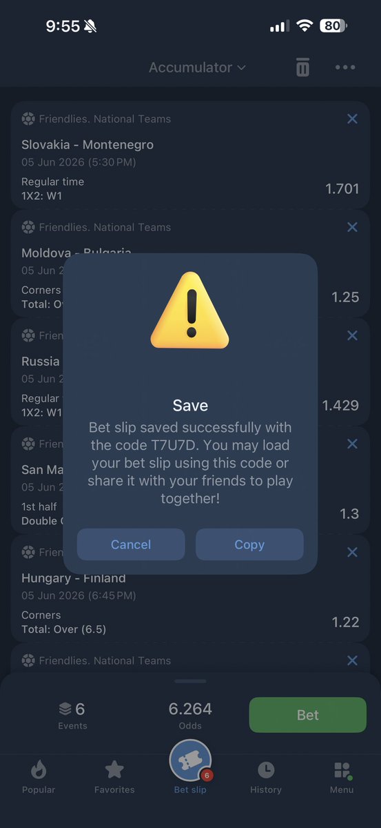 Dhavidtips's tweet photo. Soft odds with 1xbet 🚨🚨🚨

Booking code : T7U7D

Don’t have an account get in here 
https://t.co/GPxAMhEgLa

Use my promo code : DHAVVIP https://t.co/RsPFDkhNvB