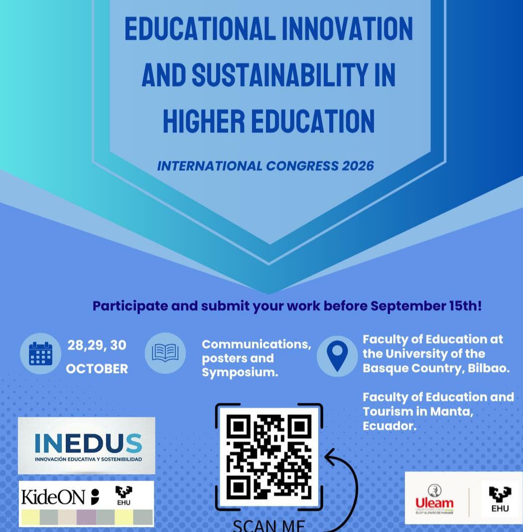kide_on's tweet photo. Two places: Faculty of Education at the University of the Basque Country, Bilbao, and the Faculty of Education and Tourism in Manta, Ecuador.
If you are interested in educational innovation and are a university student or professor, 
present your work before September 15! https://t.co/XDNiehUjro