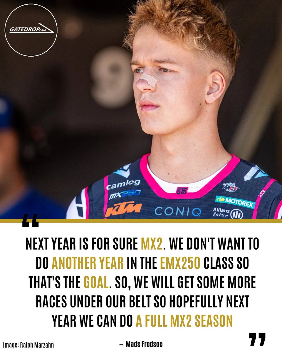 GateDropMx's tweet photo. 🇩🇰 Mads Fredsoe is keen to make the jump up to the MX2 World Championship in 2027. Winning EMX250 moto's like he did in Germany will certainly help his case 📈 

🔗 https://t.co/gViYUTbTDI https://t.co/AyGG6WZ1wH
