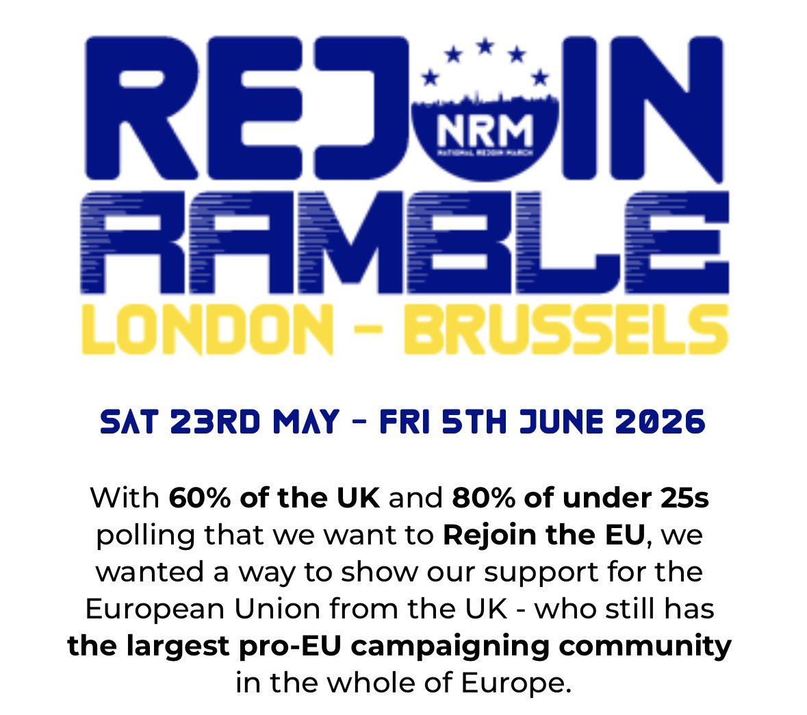 andrewhesselden's tweet photo. The Rejoin Ramble arrives in Brussels today.

Every step has been a reminder that the European story isn’t over. Millions of people still believe the UK’s future is closer cooperation, closer friendship and ultimately a return to the EU.

Well done to @marchforrejoin and everyone who walked.