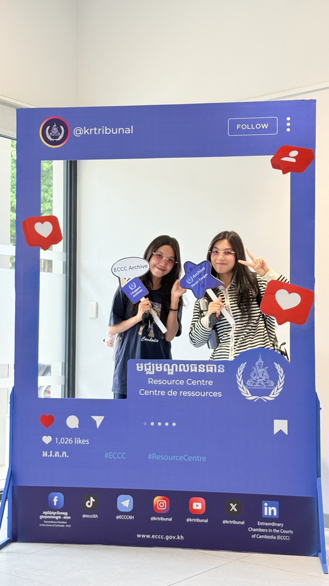 KRTribunal's tweet photo. 📸 Smiles, memories, and a celebration of history!
ECCC management, staff members, and members of the public are already joining the excitement by taking photos at our International Archives Week 2026 photo booth.
As we count down to this special event, we invite you to discover the vital role archives play in preserving truth, supporting justice, and safeguarding Cambodia’s history for future generations.
📅 8–12 June 2026
📍 ECCC Resource Centre
🎟 Free Admission
Stay tuned for more exciting activities and don't forget to register in advance to secure your place!
Register here: https://t.co/HseOhUAAKs
#IAW2026 #InternationalArchivesWeek #ECCC #ArchivesForEveryone #PreservingHistory #Cambodia