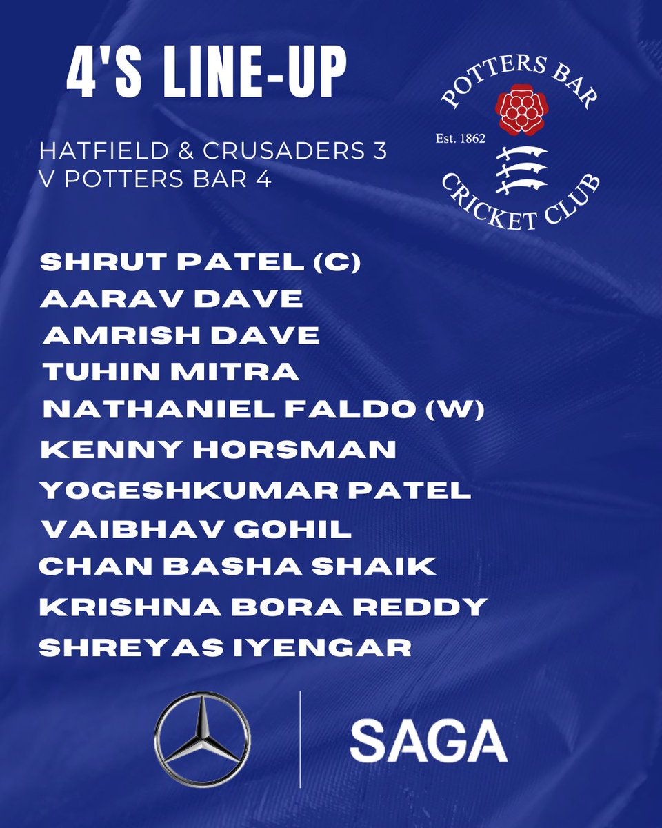 PottersBarCC's tweet photo. Matchday 5 and these are your PBCC teams - weather permitting of course

All thanks to the wonderful people at @SAGATruckandVan https://t.co/RMciBTFqxG