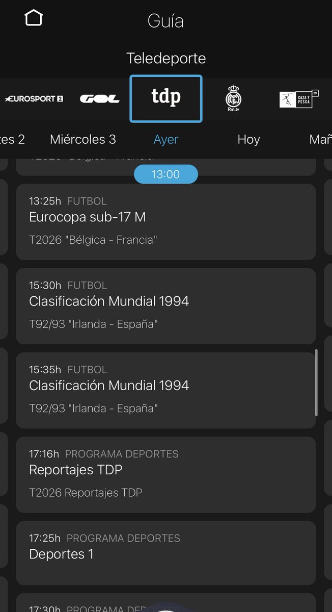 TheJavier19's tweet photo. Si esa es la programación de Real Madrid TV, que TDP estaba dando un Irlanda-España del 93 de que coño hablas https://t.co/py4mm5ZyAj