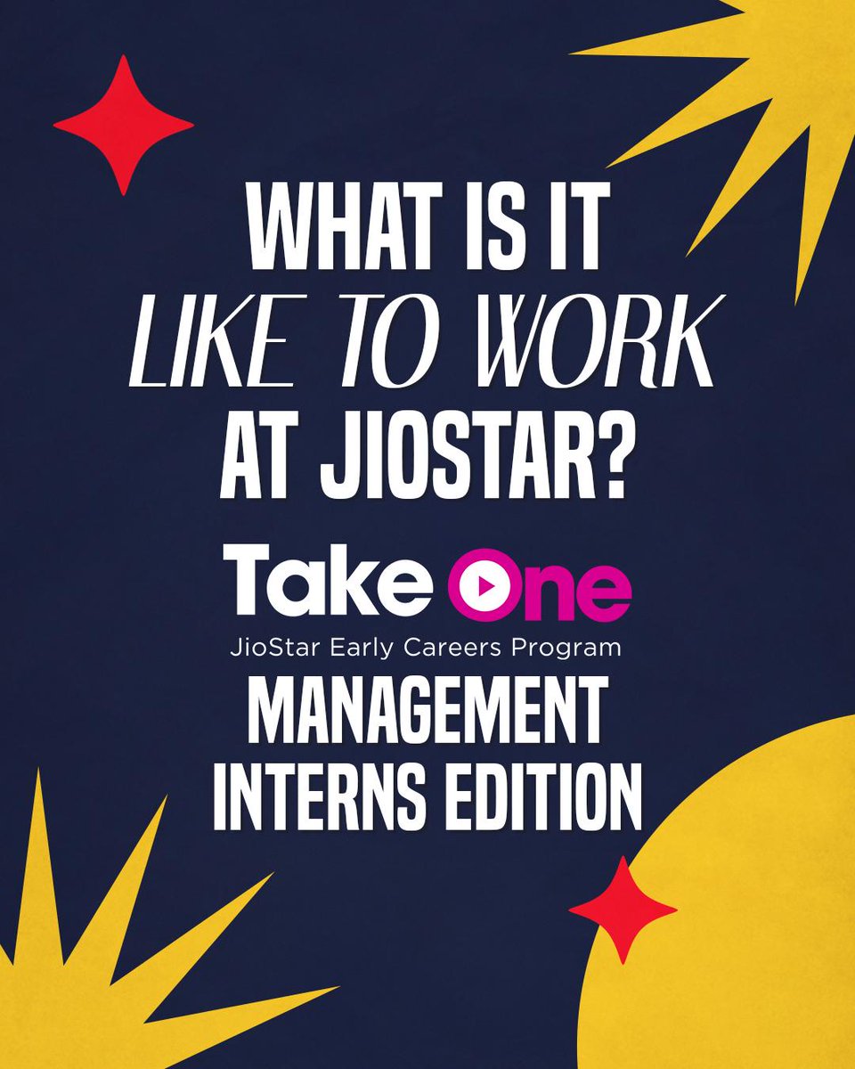 JioStar's tweet photo. Ever wondered what it’s like to work at JioStar?

Our management interns tell their story. 😊

#JioStar #TakeOne https://t.co/hiL1p1tqe1