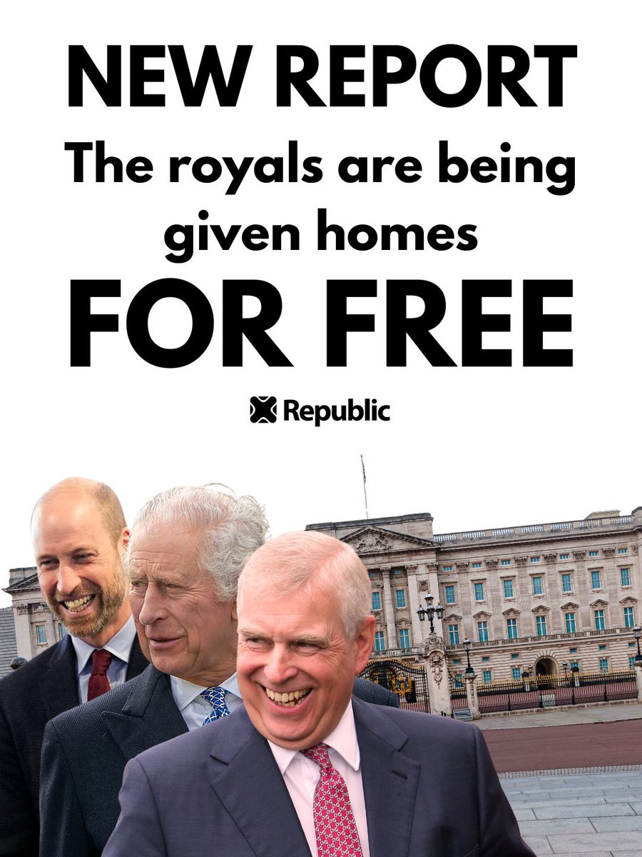 RepublicStaff's tweet photo. That's right. The royals have been getting their homes for free and Andrew was even subletting them. Disgraceful. #NotMyKing #AbolishTheMonarchy https://t.co/DRFSj4vcFk