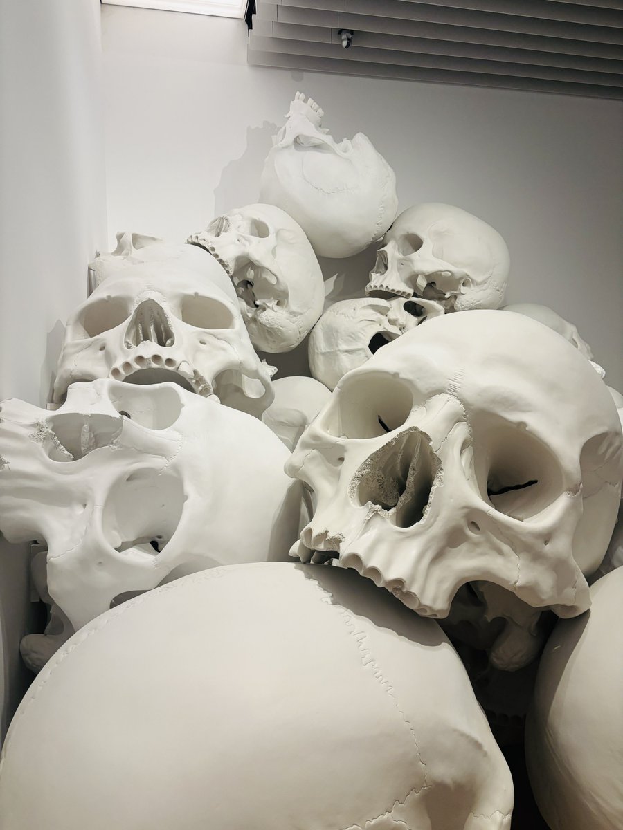 dj_XAVIL's tweet photo. バキ童でロン・ミュエク展の話題出てる〜で思い出したけどTwitterで展示に行った話してない気がするな？ バカでけえおばさんが寝てたり裸のジジイと鳥が対峙してたりでけえ骸骨が大量に並んでて最高でした https://t.co/WRnun8D4QQ