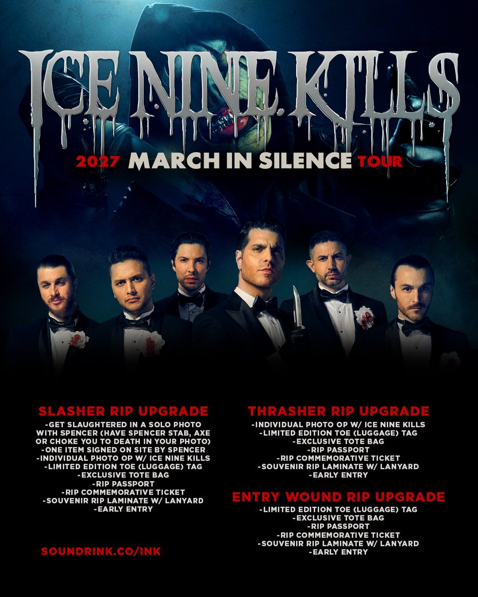 ICENINEKILLS's tweet photo. “The silence is deafening…” 🎶 Even as we storm across Europe this month, we’re planning our next attack: MARCH IN SILENCE 2027. 🔪 Want a spot? Get in line. Tickets and R.I.P. passes on sale 8 June at 11 am CEST https://t.co/TzlcOjoZT6