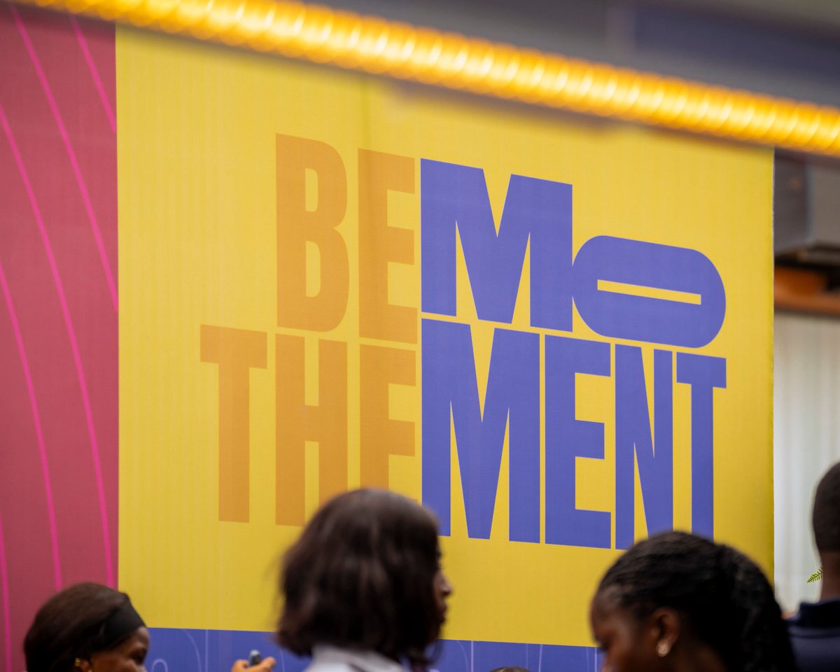 FourthCanvas's tweet photo. Good branding shows up in the physical world. 

Every banner, printout, and piece of merch at @themomentconf ’26 was part of the same visual identity, designed with the same intention, end to end.

If you saw one piece, it felt complete. If you saw everything together, it felt like it all belonged to the same moment.