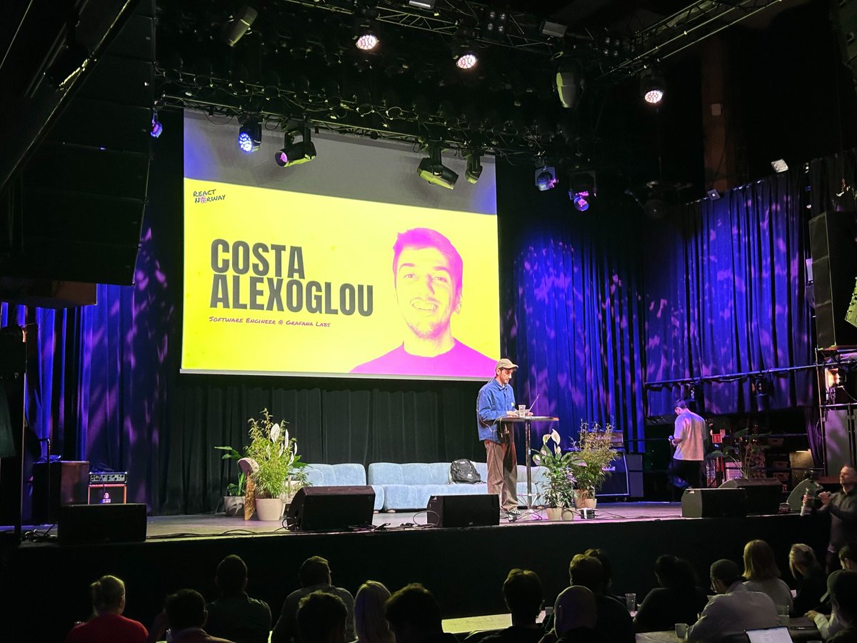 ReactNorway's tweet photo. ...and we're back from coffee break!

Costa Alexoglou joins React Norway 2026 to share lessons from building a low-latency remote pair-programming app in JavaScript. You’ll learn about state syncing, desktop app caching, video latency hacks, and why WebKit may owe him an apology.

Watch it here: https://t.co/v8mLjoTZF7