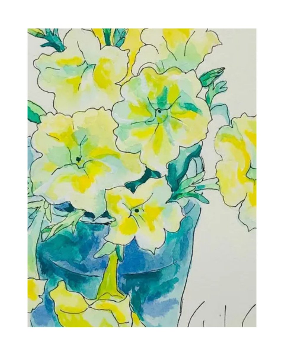 ARTELIER_OA's tweet photo. @ARTELIER_OA 👈数千点のアートに出会おう！

🎨作品紹介🎨

タイトル：ペチュニア（白）

アーティスト：やまのべゆいこ

アーティストコメント：庭に咲くペチュニア。
母は庭を手入れしながらガラスのコップに元気に咲いている花たちを生けてくれた。
私が体調を崩し外出出来ない時に庭の花を描いた。
絵が仕上がると1番に母に見せた。
いつも喜んで褒めてくれた。

サイズ：35.8cm(縦) x 26.8cm(横)

紹介作品のほか多数作品が登録されているARTELIER（アートリエ）に興味を持った方はプロフィールのリンクをチェック！

#ARTELIER #アートリエ
#アート #アーティスト #art #artist #絵 #絵画 #美術 #芸術 #アートのある暮らし #アート好きな人と繋がりたい #アート作品 #絵画販売 #アート販売
#レンタルアート #インテリア #水彩画 #植物 #花 #ペチュニア #庭