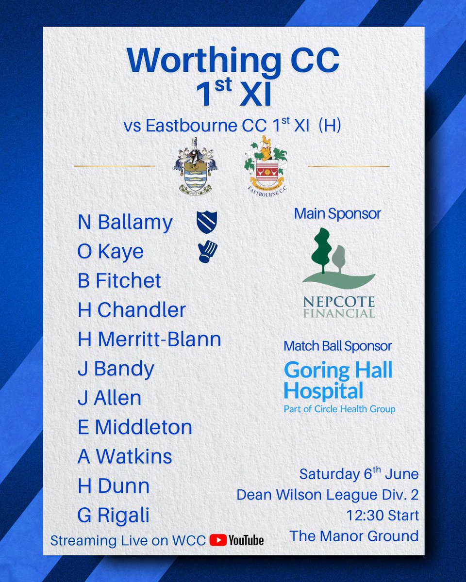 worthingcc's tweet photo. Being a glass half full kind of club we’ve got our teams ready for tomorrow, weather apps working overtime as we’d love to play some cricket and get more points in the bank! #cricket #worthingcc #teams #weather #wereready https://t.co/gTKLjWd7VV