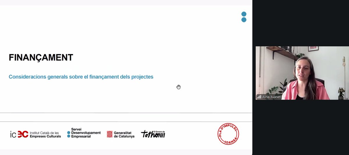 sdeicec's tweet photo. 🩰Recta final de les formacions del Programa de professionalització de la dansa!

La productora Aina Juanet ens parla de la producció holística, una eina clau per a la viabilitat dels projectes de dansa.

#PlaImpulsDansa #SDEICEC https://t.co/aSjeWaa9is
