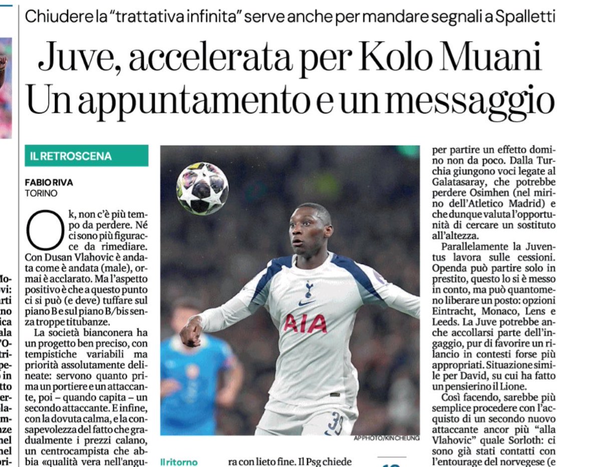 Guillaumemp's tweet photo. La Stampa : La Juve accélère pour Randal Kolo Muani et aimerait rapidement boucler ce dossier. Le #PSG réclame 40M, la Juve offre 25M et peut monter jusqu’à 30-35M. L’attaquant a donné son feu vert et semble prêt à baisser son salaire. Openda : Monaco, Lens, Leeds et l’Eintracht sont intéressés. L’OL sur les traces de Jonathan David 🗞️