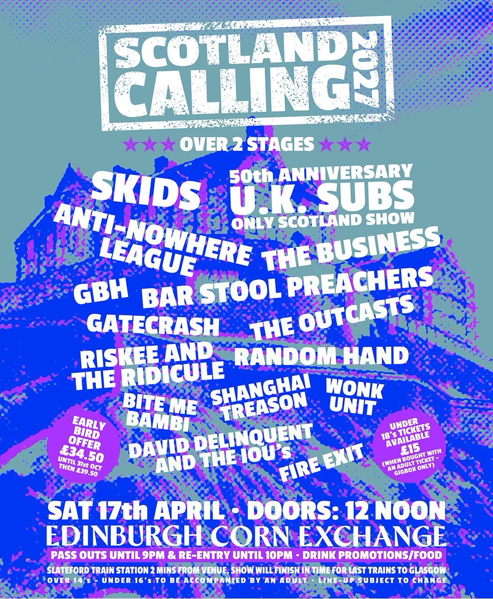 ticketsscotland's tweet photo. We’re delighted to announce the lineup for Scotland Calling 2027 on Saturday 17th April at Edinburgh Corn Exchange!

Early Bird Tickets are available for £34.50 until 31st October https://t.co/hq0xR0qxdC
