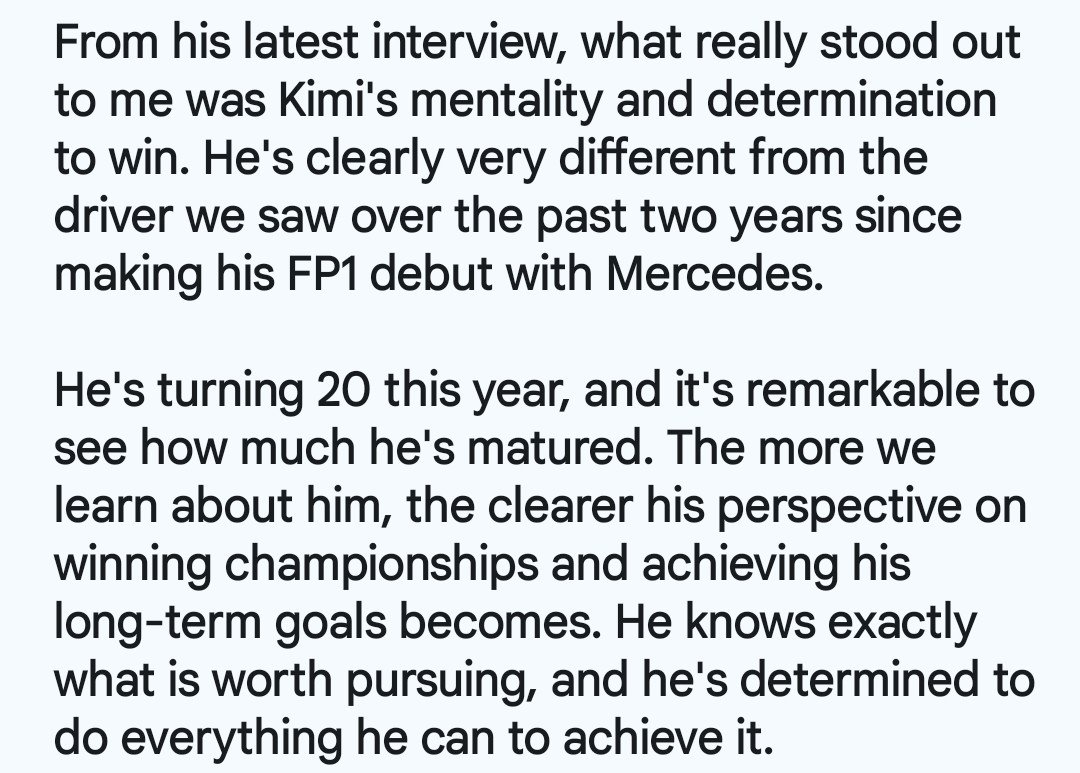 kikotonelli's tweet photo. My whole thoughts on Kimi's latest interview

Since I don't have premium, I poured all my thoughts into these slides instead of making a thread

I genuinely think the interview gave us a deeper insight into his mentality, ambitions, and how much he has matured over the years 🤍 https://t.co/PgCXaFPoIj