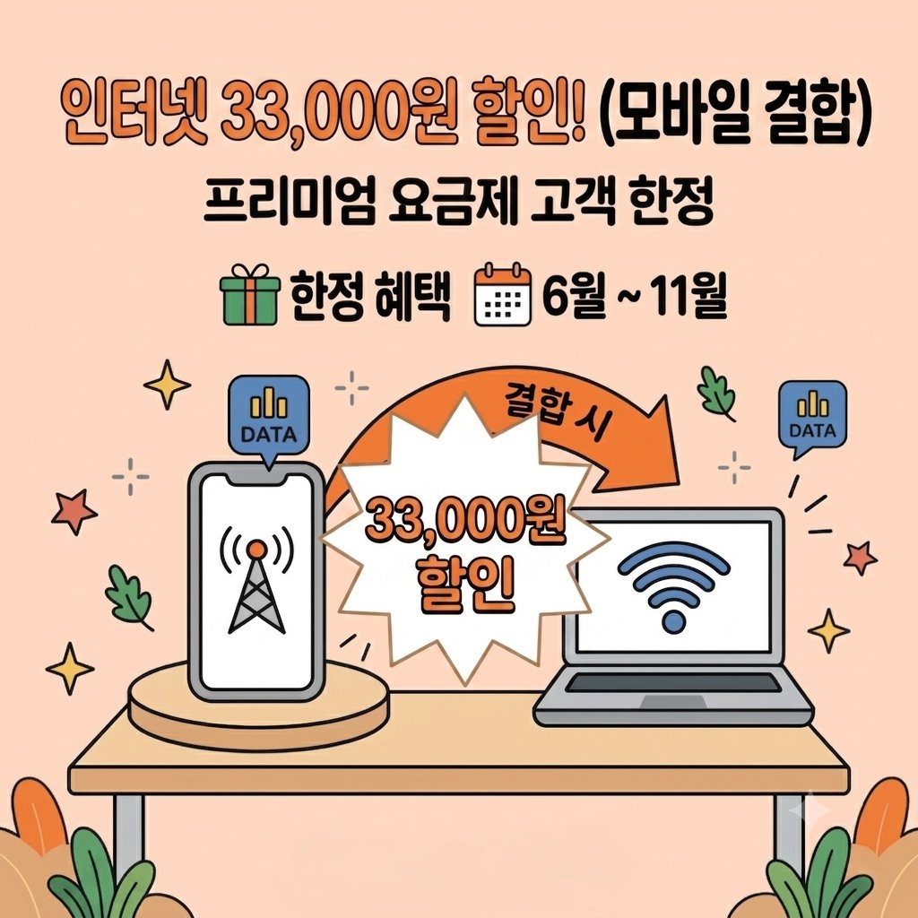 lguplusdongtan2's tweet photo. 📣 역대급 혜택 출시! 인터넷+모바일 통합 올인원 출시‼️

프리미엄 요금제 결합 고객님 한정으로,
결합할인 조건을 만족할 경우,할인액이 적용되어 
집 or 사업장 33,000원 인터넷을 33,000원 할인된 가격으로 부담없이 사용 가능한 혜택이 출시되었습니다👏👏👏

🗓 혜택 기간 : 6월 1일 ~ 11월30일 https://t.co/7FFRa8pjwf