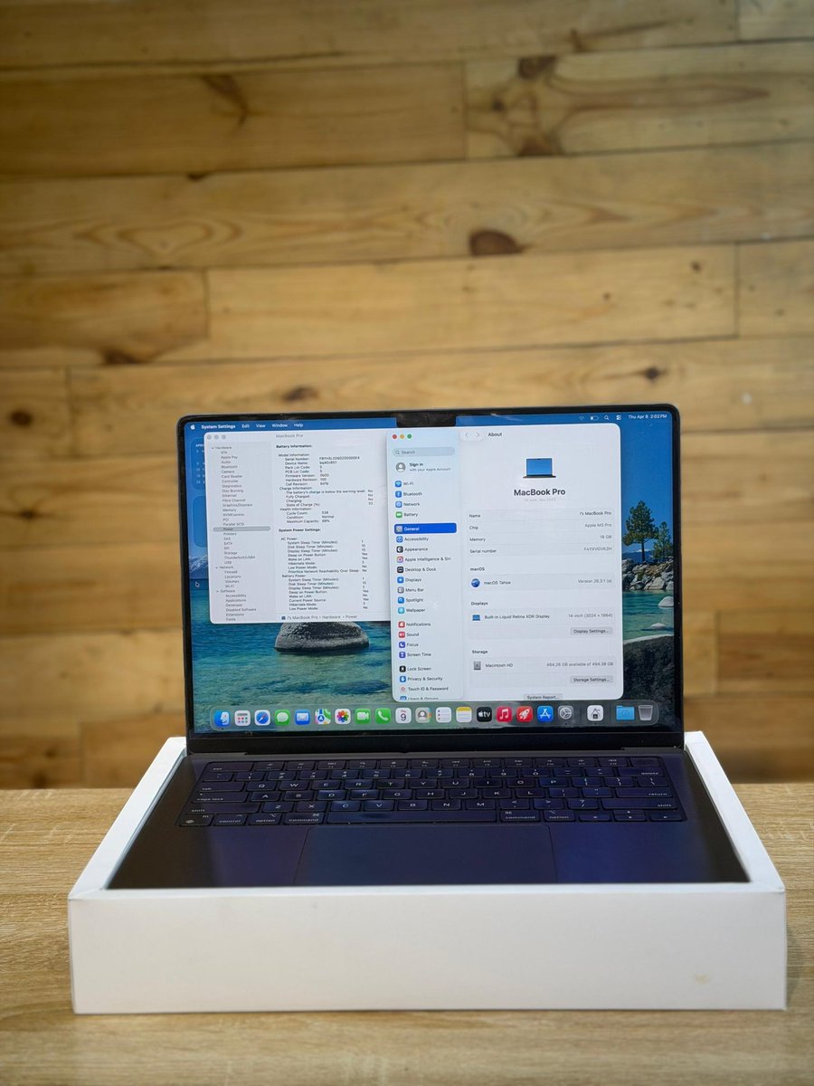 AdamNathaniel4's tweet photo. 🇺🇸 Open Box 14” MacBook Pro 2024 (M3 Pro Chip) 18GB RAM 512GB SSD (BH90) with Complete Accessories N1.7M 🏷️ https://t.co/UwsNHKpyiY