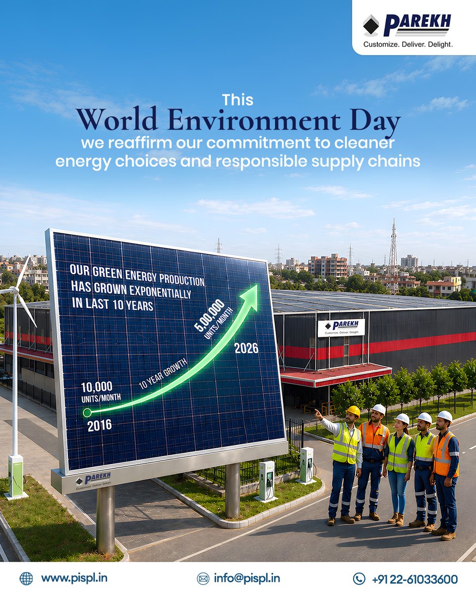 PISPLofficial's tweet photo. (1/3)
This Environment Day, we celebrate progress backed by action and measurable outcomes.

Through our renewable energy and green electricity initiatives, PISPL has achieved a cumulative reduction of 4,525 MT of CO₂ emissions between 2022 and April 2026. https://t.co/UvkxSv1Icv