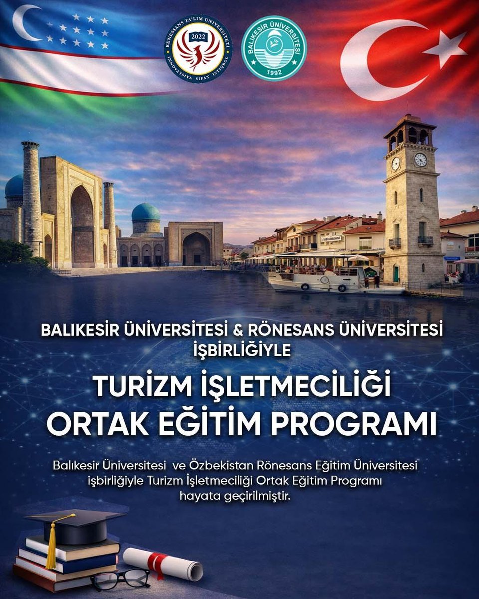 balikesiruni's tweet photo. BAÜN Turizm Fakültesinden Turizm Alanında Türkiye’de Bir İlk: Özbekistan Rönesans Eğitim Üniversitesi ile Çift Diploma İmkanı

Balıkesir Üniversitesi Turizm Fakültesi ile Özbekistan’daki Rönesans Eğitim Üniversitesi arasında, Turizm İşletmeciliği alanında Uluslararası Ortak Lisans Eğitim ve Öğretim Programı (UOLP) protokolü imzalandı. İki üniversite arasında hayata geçirilen iş birliği ile öğrencilere uluslararası standartlarda eğitim alma ve çift diploma ile mezun olma imkanı sunulacak.

https://t.co/nN8YxlScD4